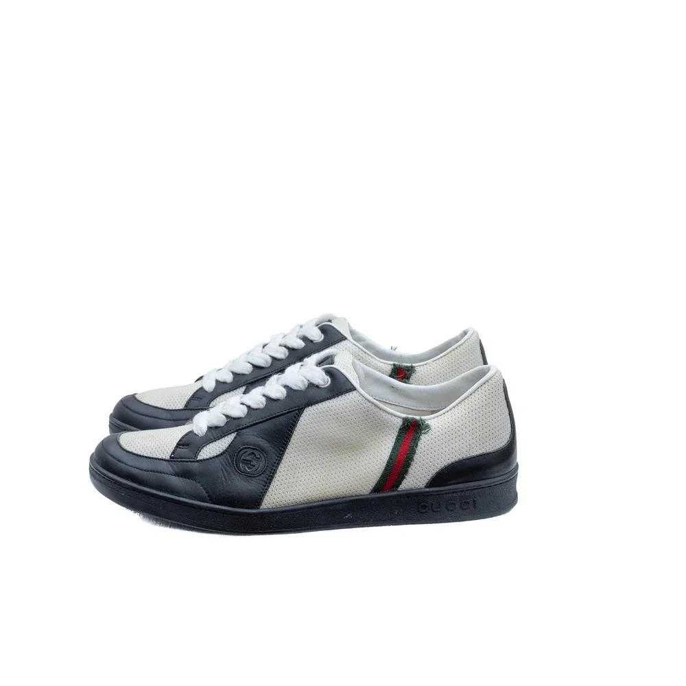 Gucci‎ Vintage Low-Top Sneakers – Web Stripe – Leather & Mesh - Size US 9/ EU 41